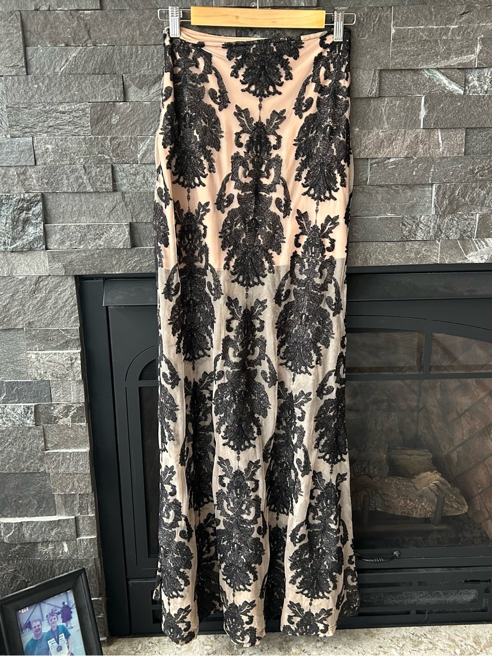 For Love & Lemons “Ethreal” Black Lace Overlay Maxi Skirt - Picture 4 of 6